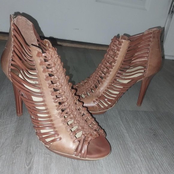 Giani bini high heeled platform tan sandals size 9 - Picture 1 of 4